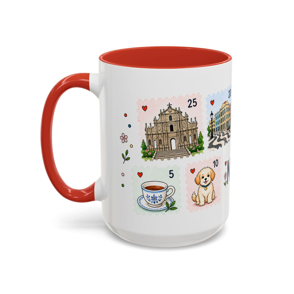 Macau Coffee Mug | Postage Stamp Collage Mug | Travel Souvenir Accent Cup 11oz 15oz