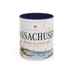 Massachusetts State Map Mug | Coastal Scene, Botanical Accents (11oz, 15oz)