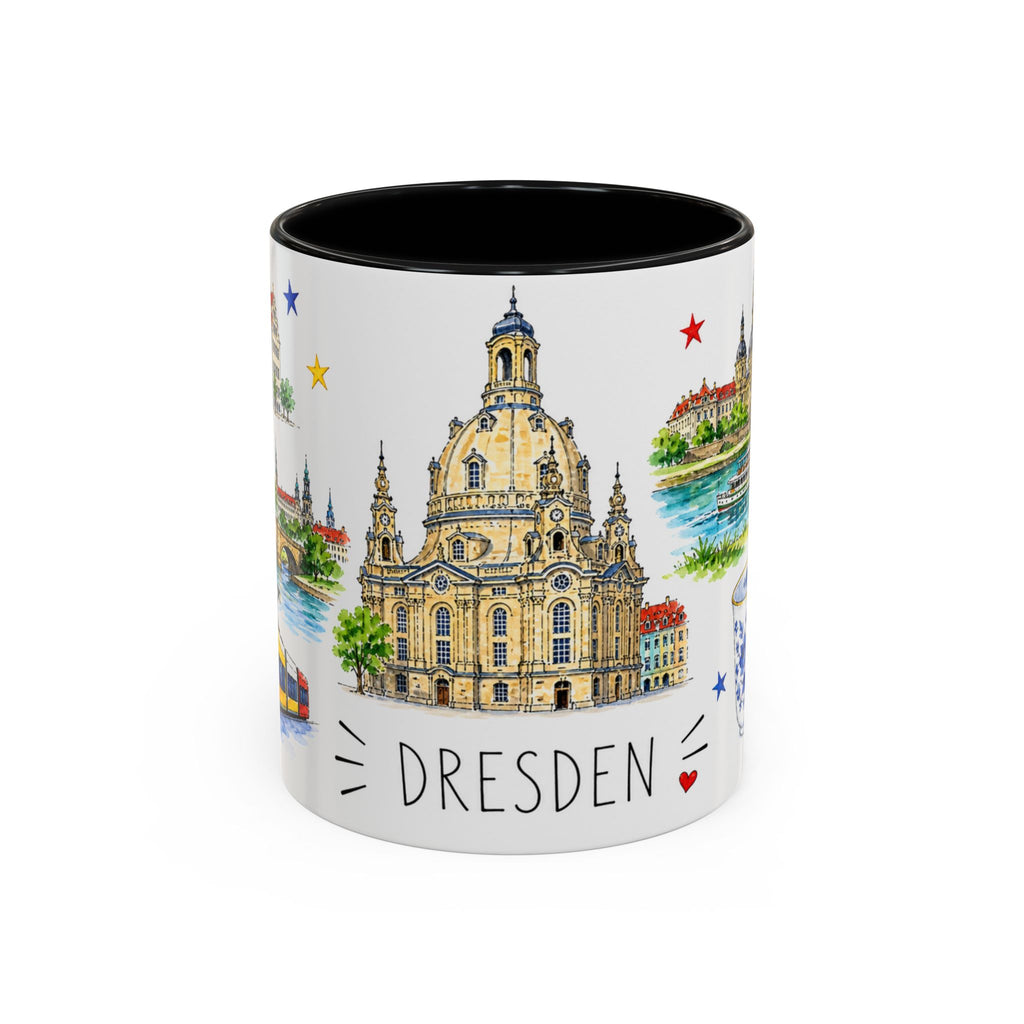 Dresden Illustrated Travel Mug | City Souvenir Accent Coffee Mug | 11oz 15oz Ceramic Cup