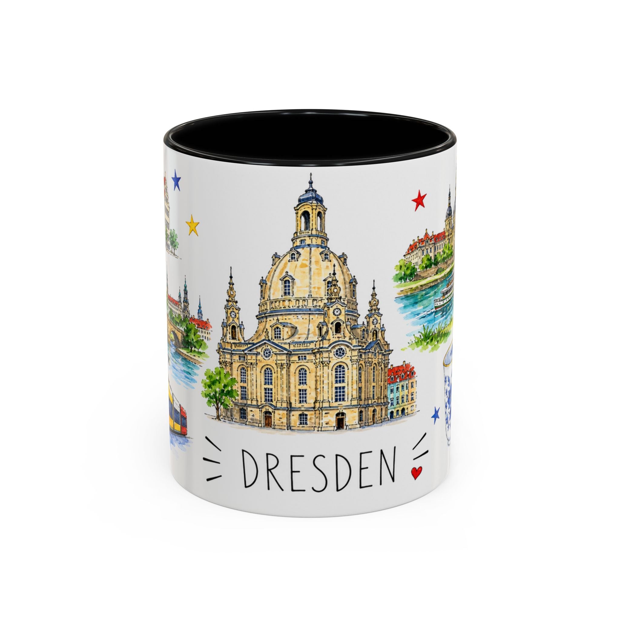 Dresden Illustrated Travel Mug | City Souvenir Accent Coffee Mug | 11oz 15oz Ceramic Cup