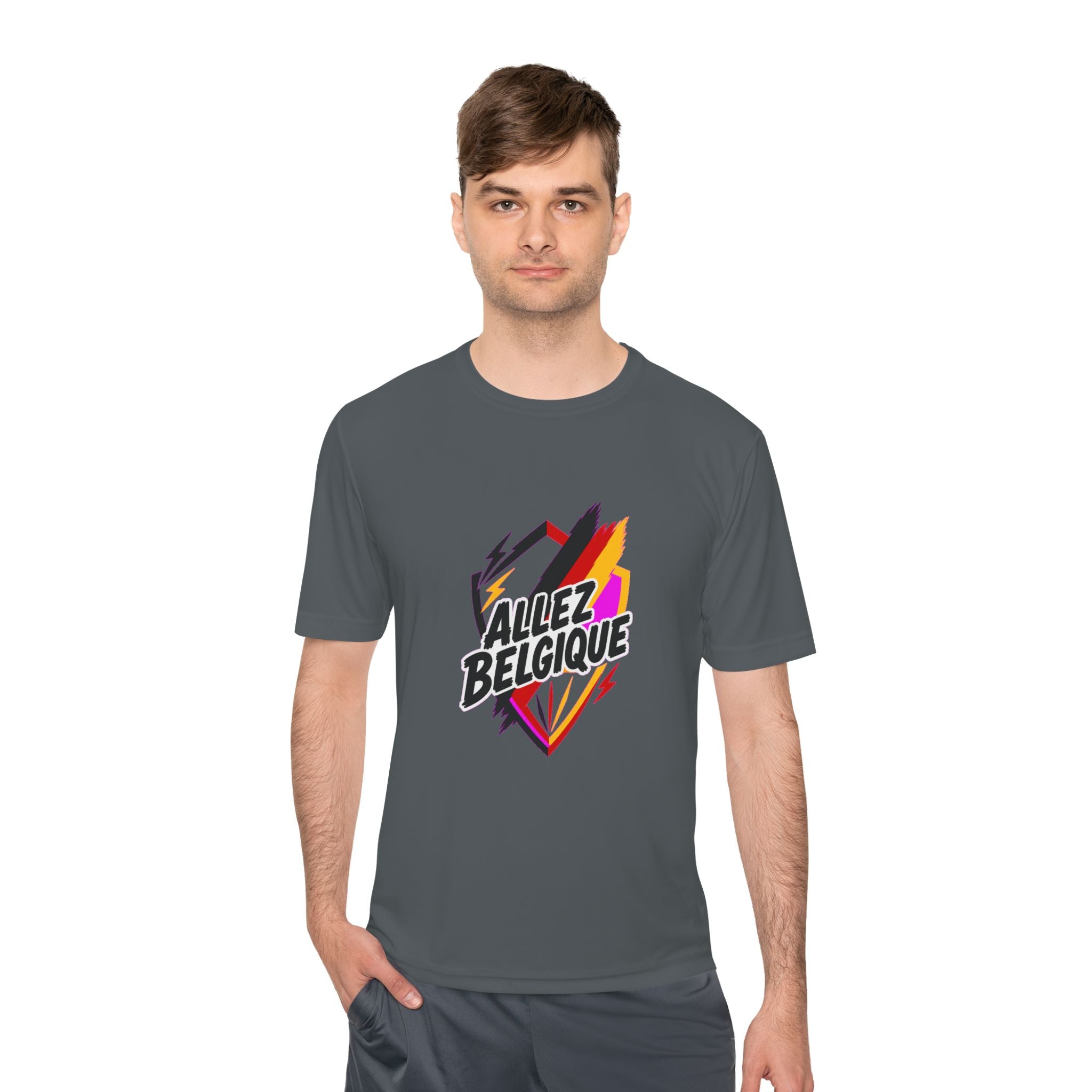 Allez Belgique Soccer Fan Shirt, Moisture Wicking Sport Tee