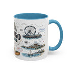 Chicago Coffee Mug | Illinois Souvenir City Gift | Accent Color Ceramic 11oz 15oz