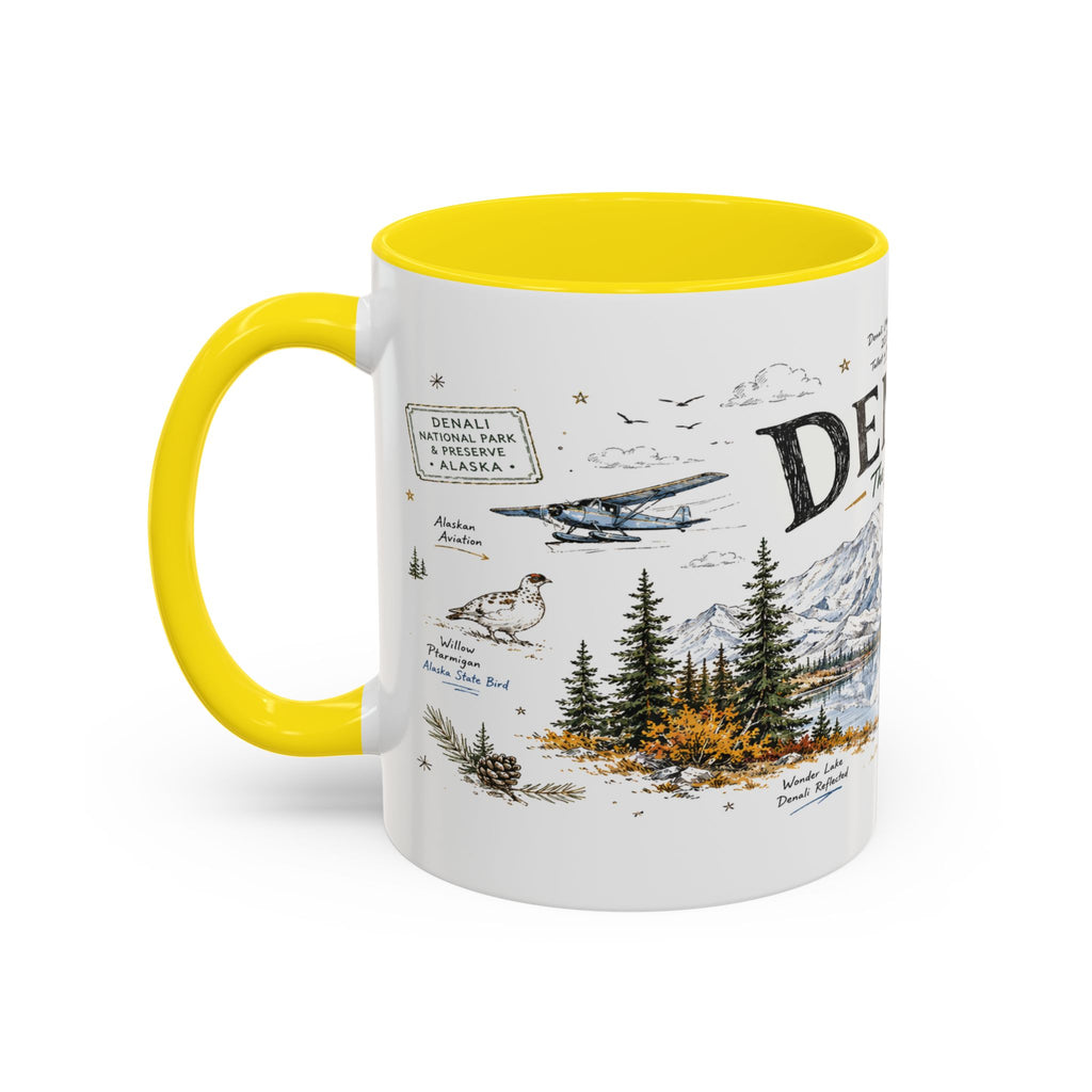 Denali National Park Coffee Mug | Alaska National Park Hiking Gift | Accent Color Ceramic 11oz 15oz