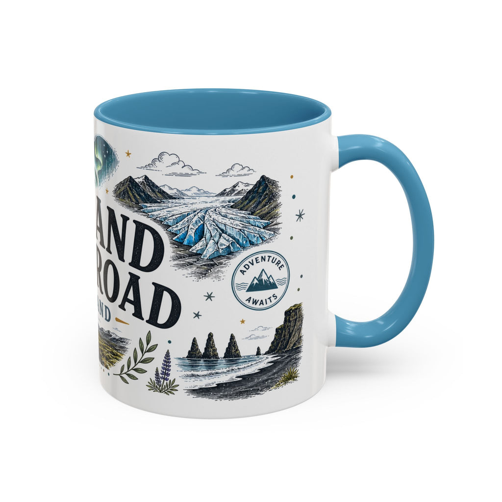 Iceland Ring Road Coffee Mug | Travel Destination Souvenir Gift | Accent Color Ceramic 11oz 15oz