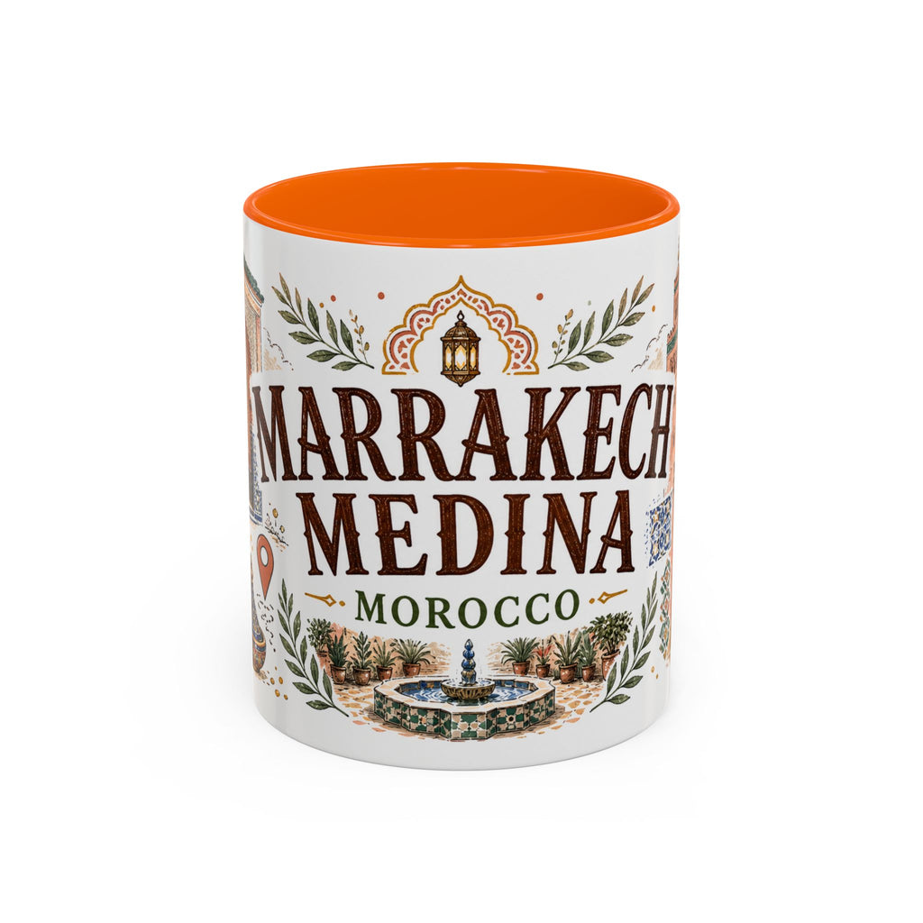 Marrakech Medina Coffee Mug | Travel Destination Souvenir Gift | Accent Color Ceramic 11oz 15oz