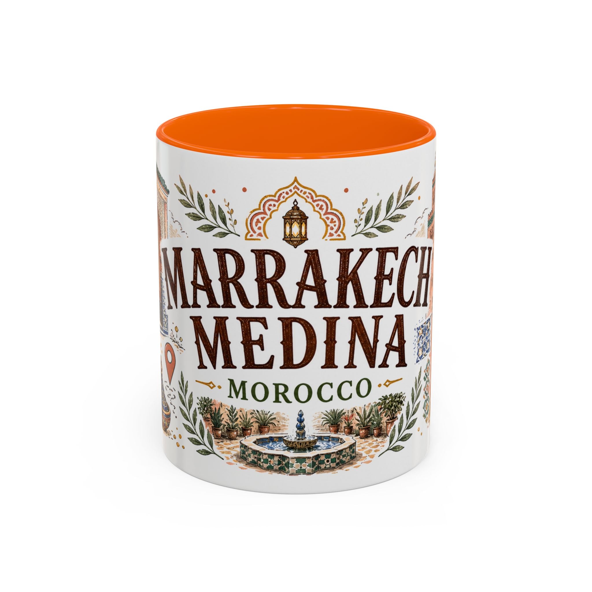 Marrakech Medina Coffee Mug | Travel Destination Souvenir Gift | Accent Color Ceramic 11oz 15oz