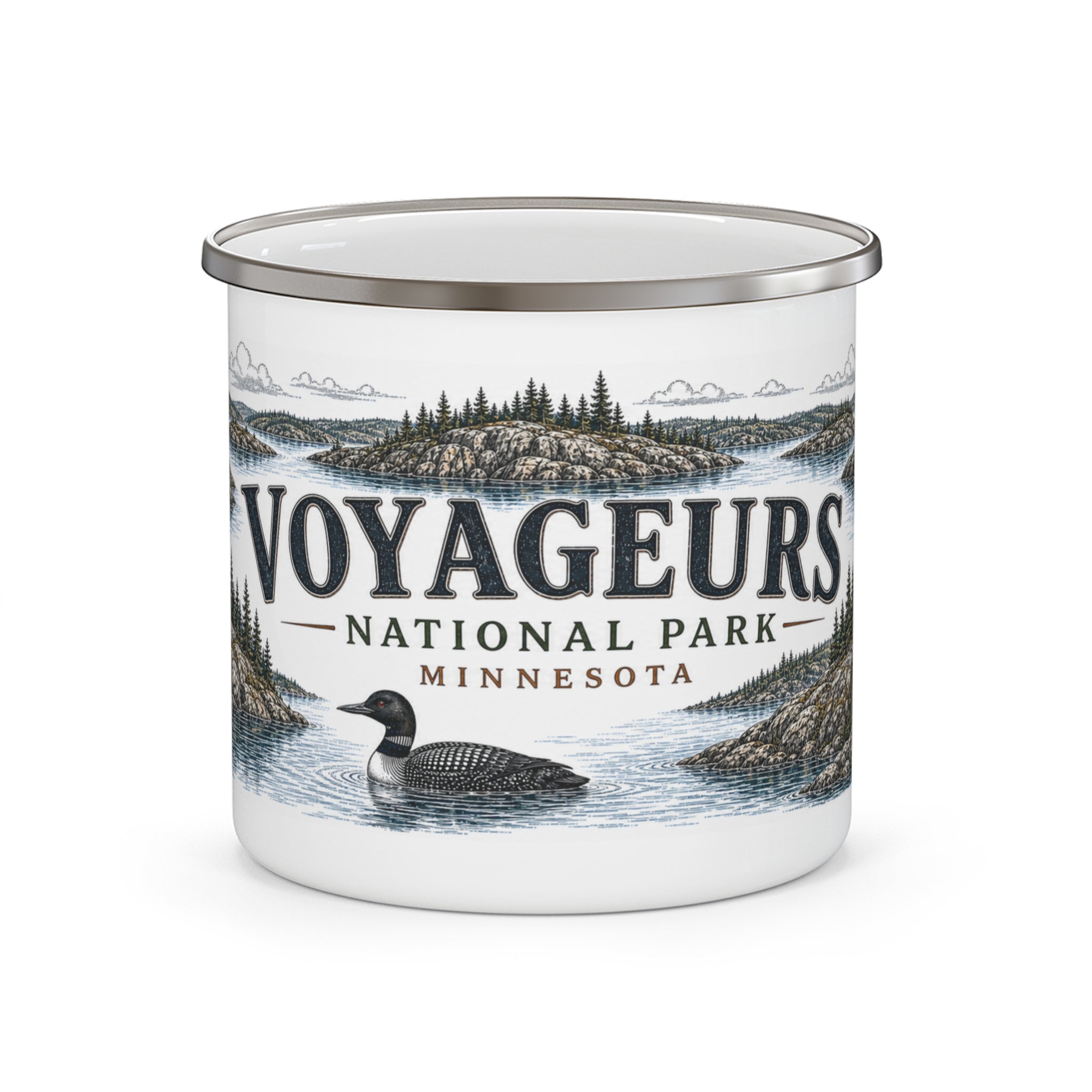 Voyageurs National Park Vintage Enamel Camping Mug | 12oz National Park Hiking Gift
