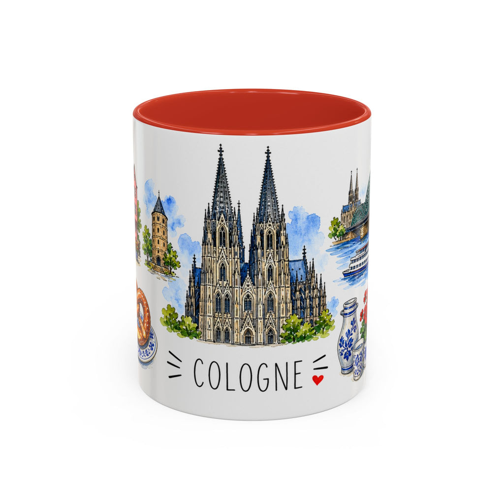 Cologne Illustrated Travel Mug | City Souvenir Accent Coffee Mug | 11oz 15oz Ceramic Cup