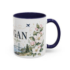 Michigan State Map Mug | Botanical Accents, Lakes Art | Homesick Gift