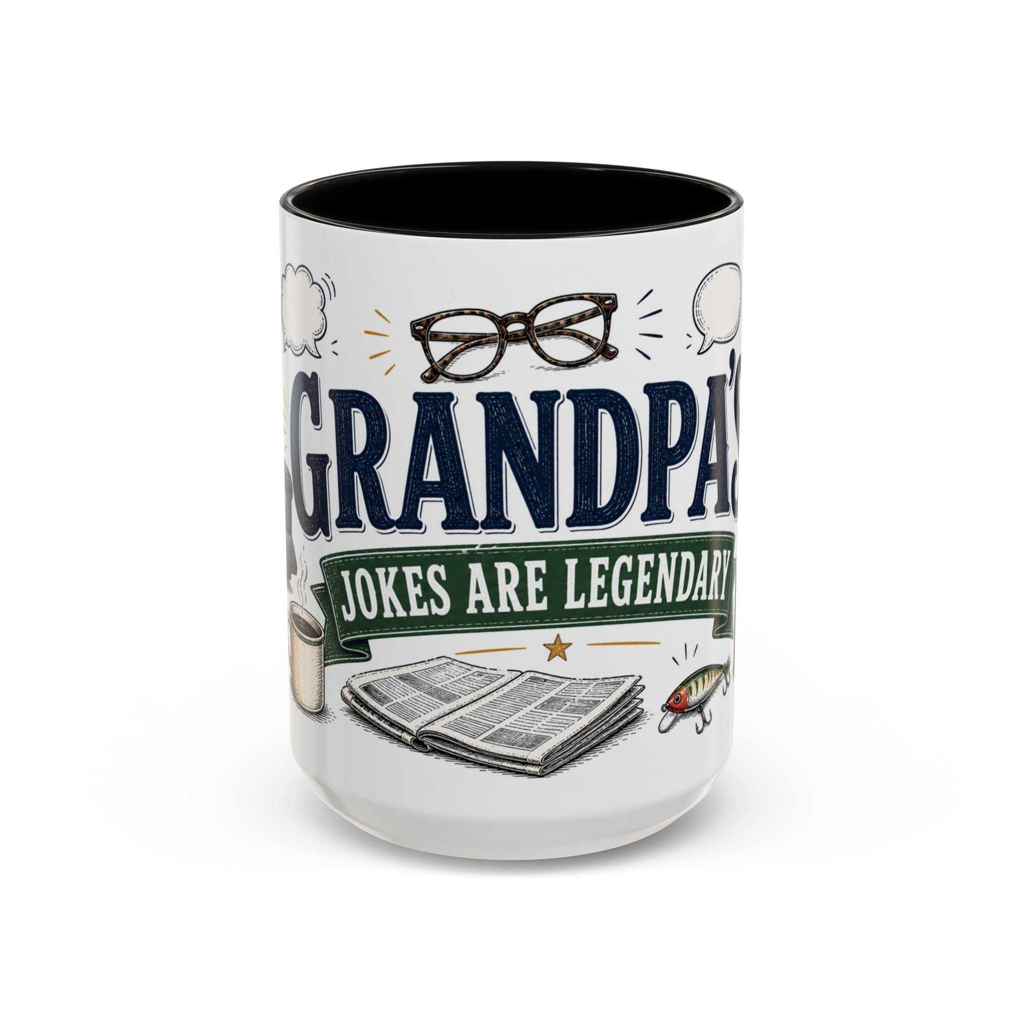 Grandpa's Jokes Are Legendary Coffee Mug | Funny Gift From Grandkids | Accent Ceramic 11oz 15oz
