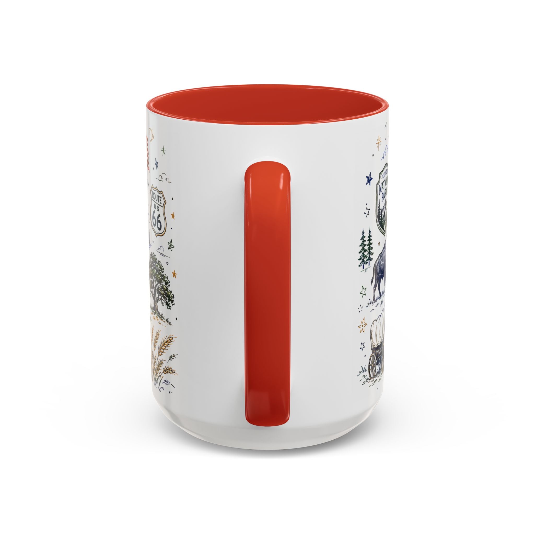 America the Beautiful Coffee Mug | Patriotic USA Gift | Accent Color Ceramic 11oz 15oz