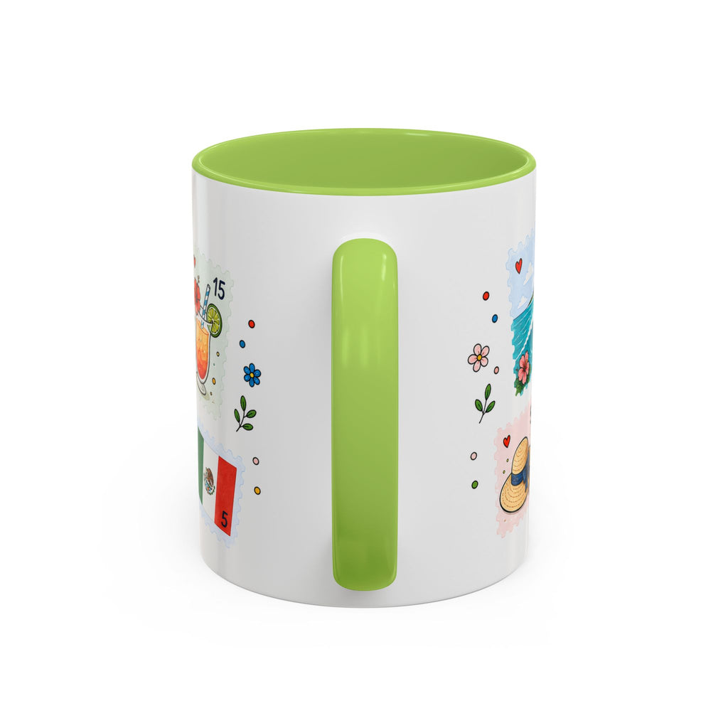 Cancun Coffee Mug | Postage Stamp Collage Mug | Travel Souvenir Accent Cup 11oz 15oz