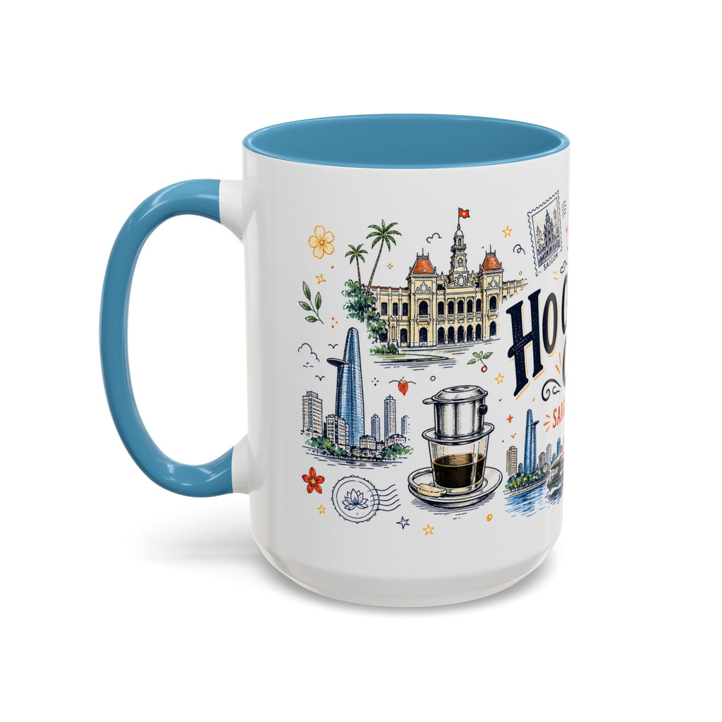 Ho Chi Minh City Coffee Mug | Vietnam Souvenir Travel Gift | Accent Color Ceramic 11oz 15oz