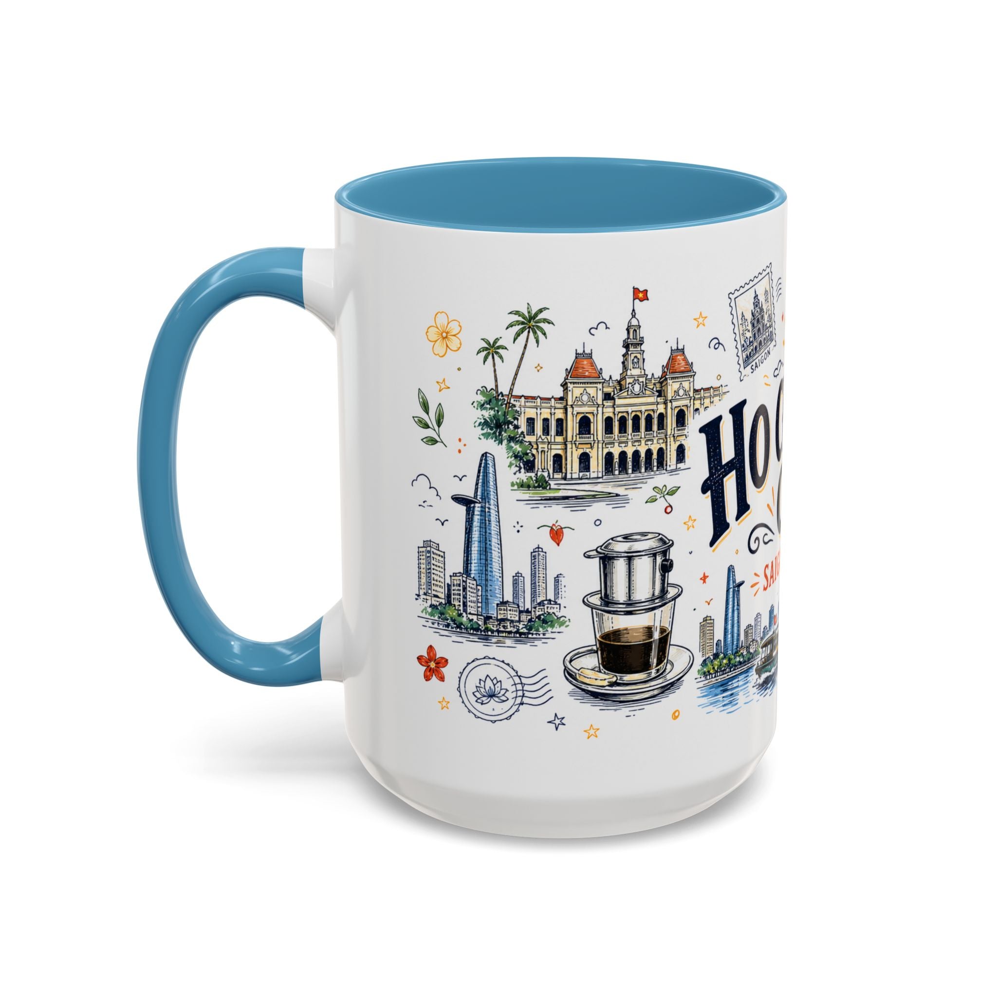 Ho Chi Minh City Coffee Mug | Vietnam Souvenir Travel Gift | Accent Color Ceramic 11oz 15oz