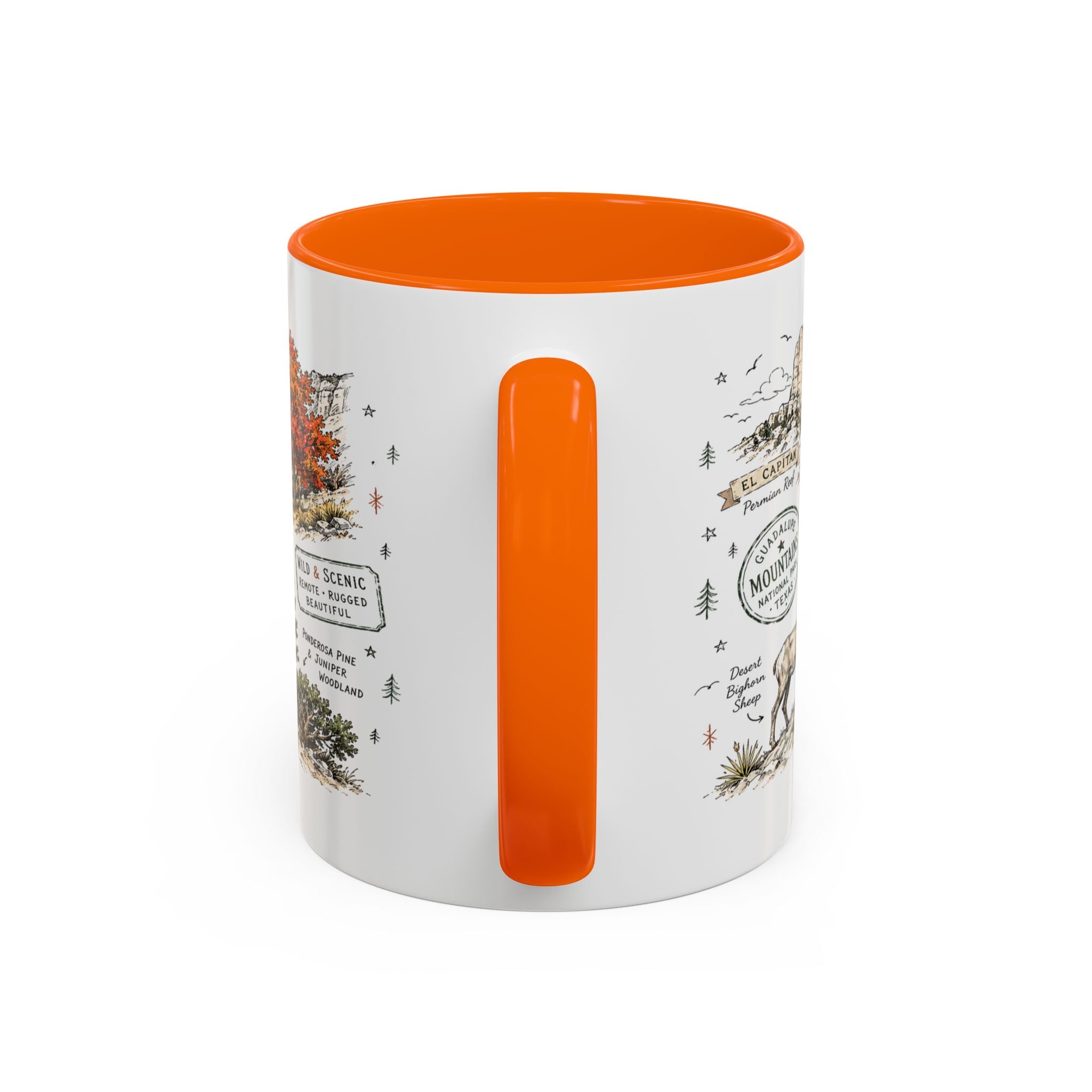 Guadalupe Mountains National Park Coffee Mug | Texas Desert Peaks Hiking Gift | Accent Color Ceramic 11oz 15oz