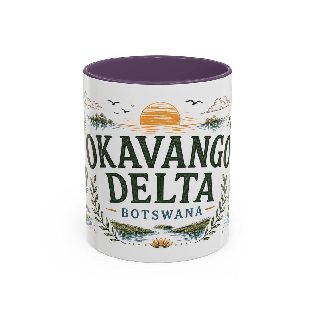 Okavango Delta Coffee Mug | Travel Destination Souvenir Gift | Accent Color Ceramic 11oz 15oz