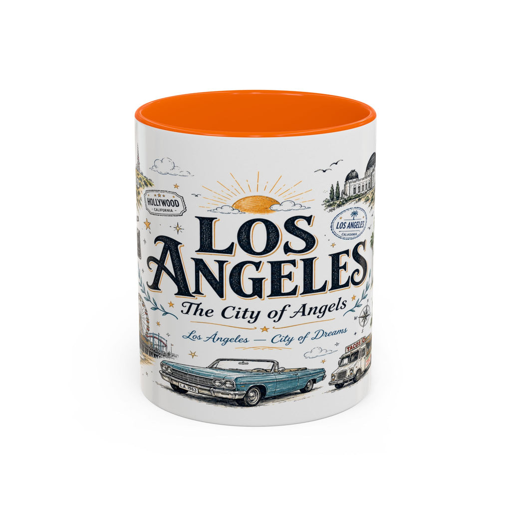 Los Angeles Coffee Mug | California Souvenir City Gift | Accent Color Ceramic 11oz 15oz