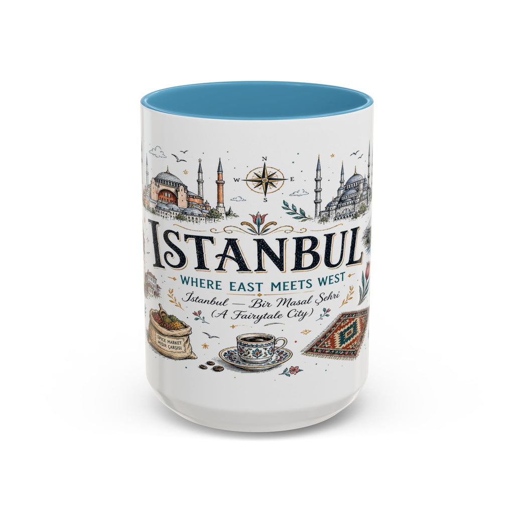 Istanbul Coffee Mug | Turkey Souvenir Travel Gift | Accent Color Ceramic 11oz 15oz