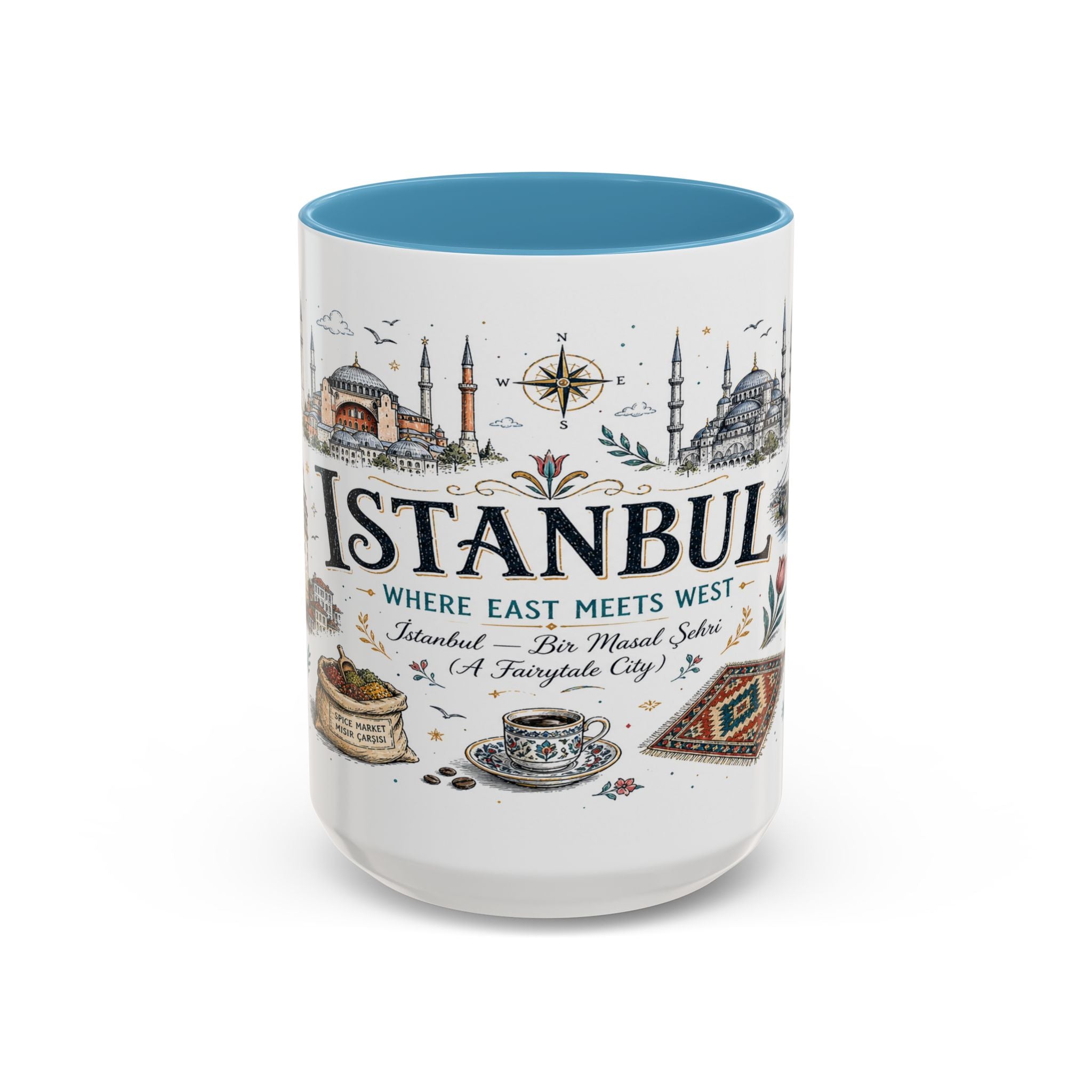 Istanbul Coffee Mug | Turkey Souvenir Travel Gift | Accent Color Ceramic 11oz 15oz