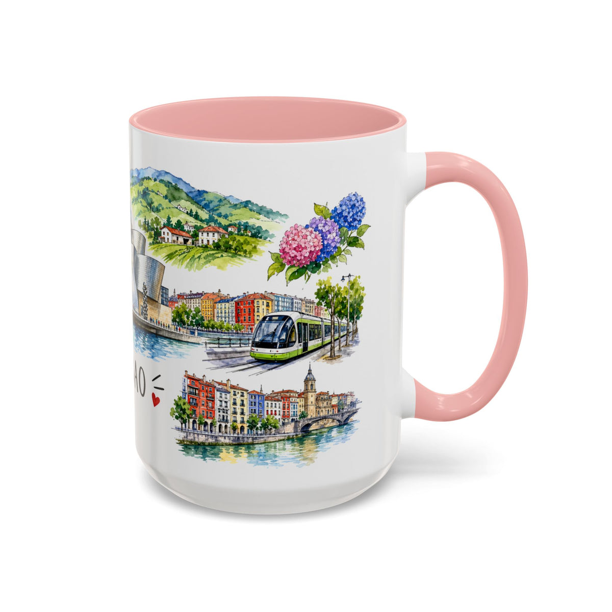 Bilbao Illustrated Travel Mug | City Souvenir Accent Coffee Mug | 11oz 15oz Ceramic Cup