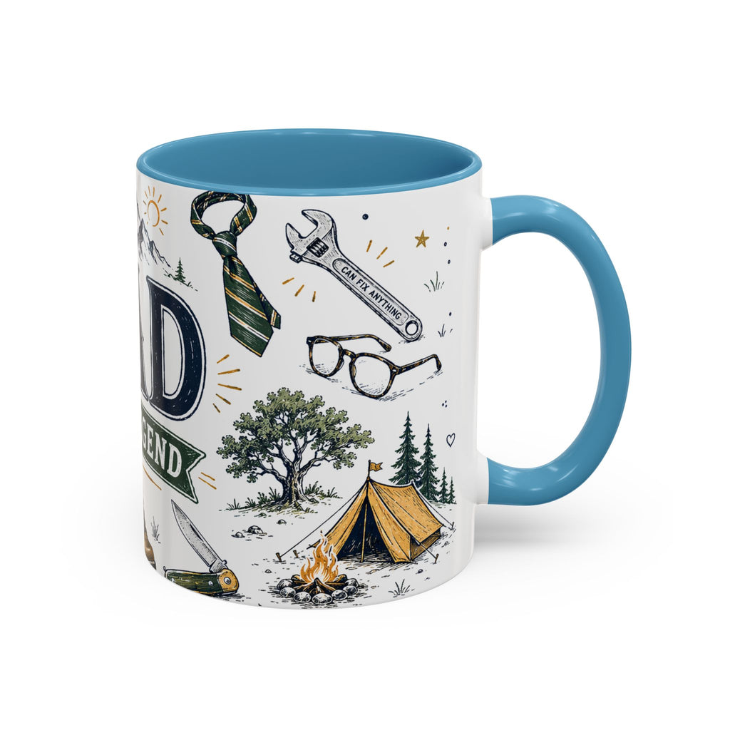 Dad The Legend Coffee Mug | Father's Day Gift for Dad | Accent Color Ceramic 11oz 15oz