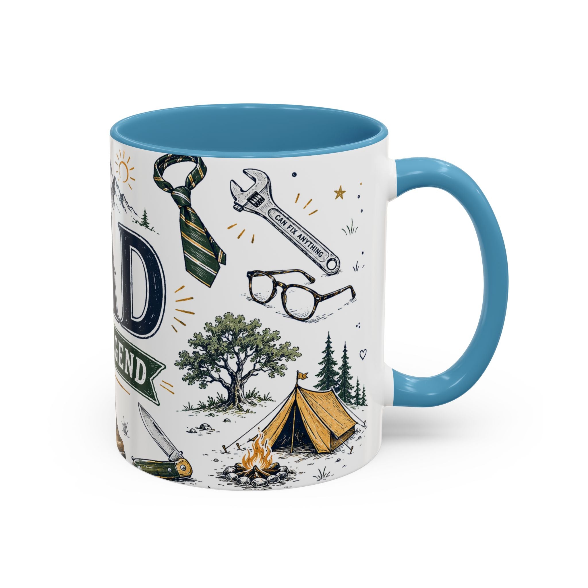 Dad The Legend Coffee Mug | Father's Day Gift for Dad | Accent Color Ceramic 11oz 15oz