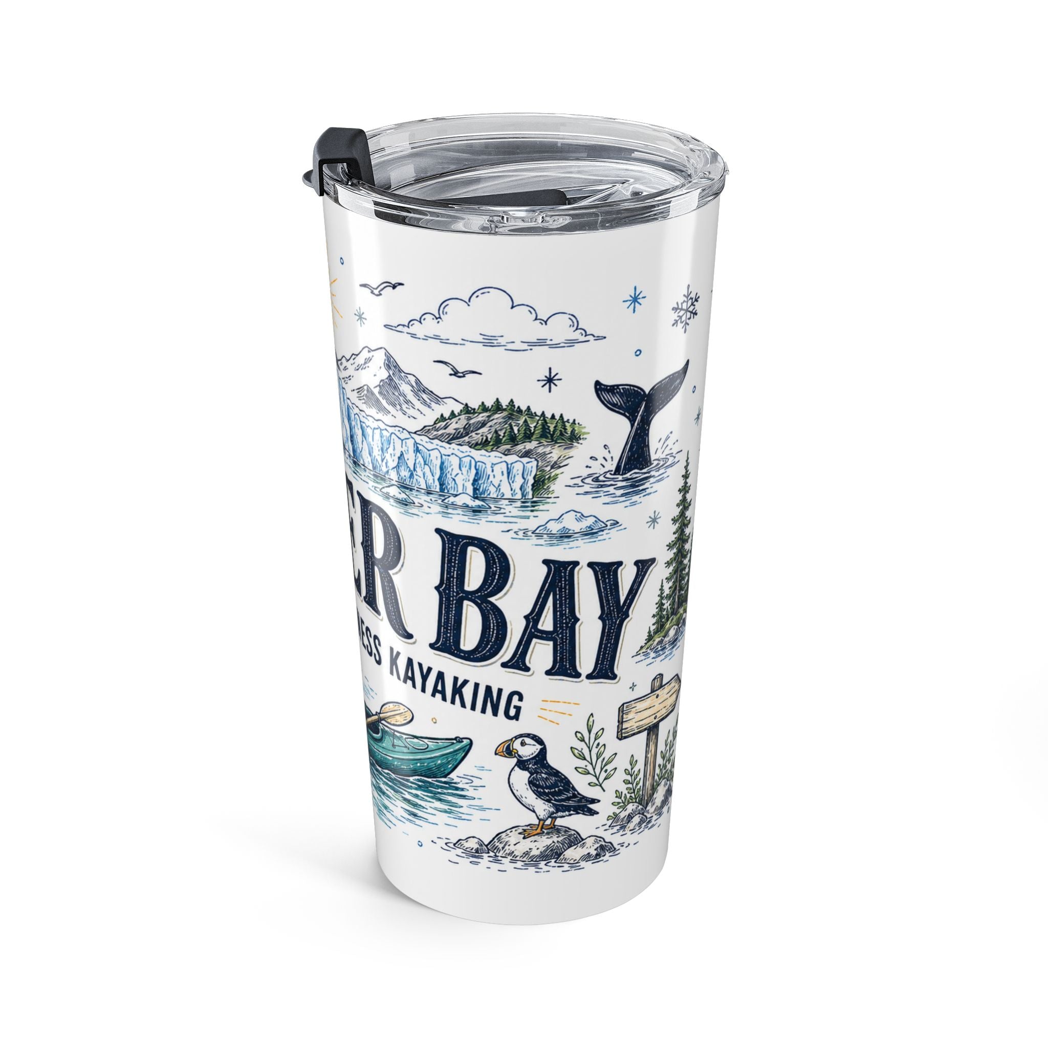 Glacier Bay National Park 20oz Tumbler | Alaska Wilderness Kayaking Gift | Insulated Stainless Steel Travel Cup