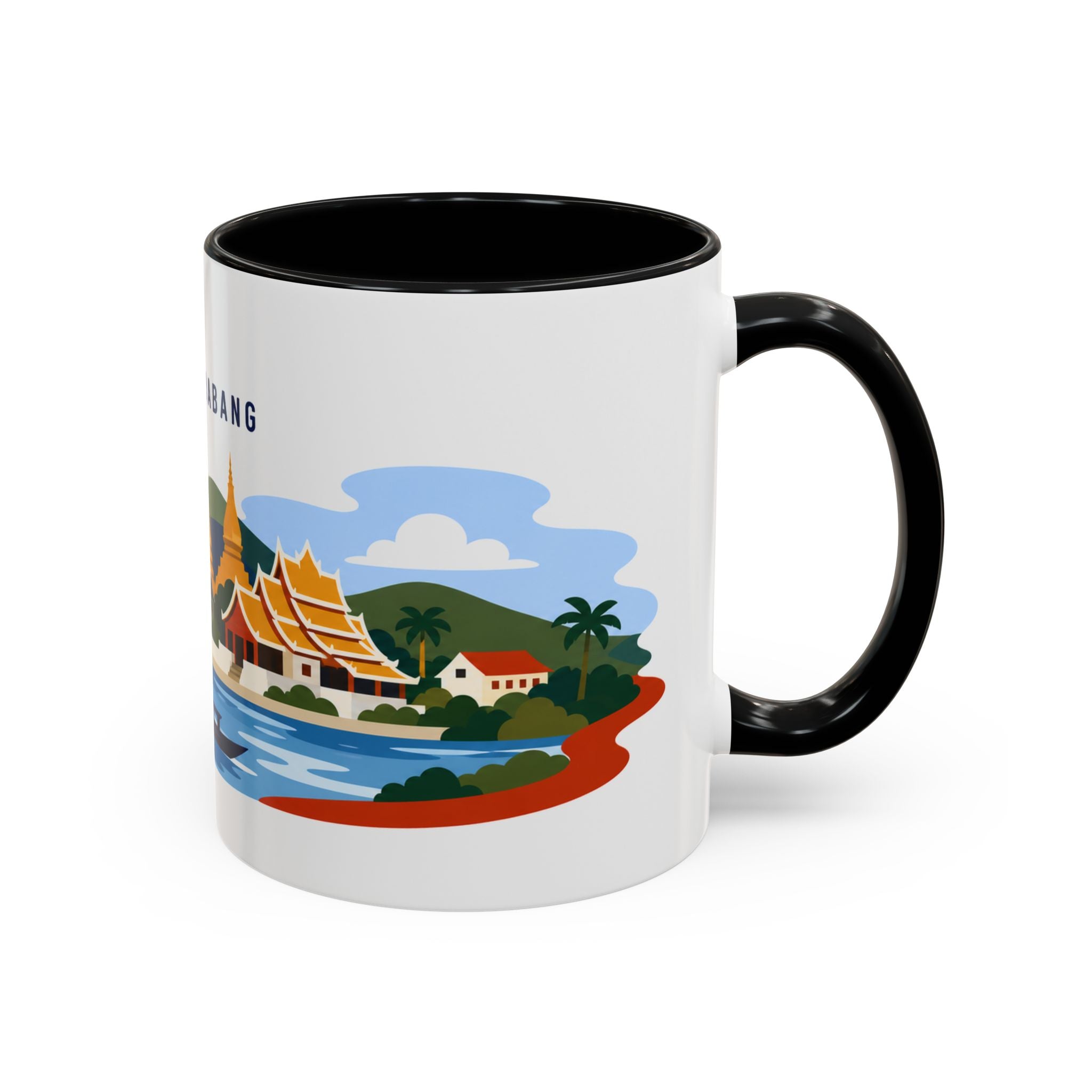 Luang Prabang Coffee Mug | Travel Destination Souvenir Gift | Accent Color Ceramic 11oz 15oz