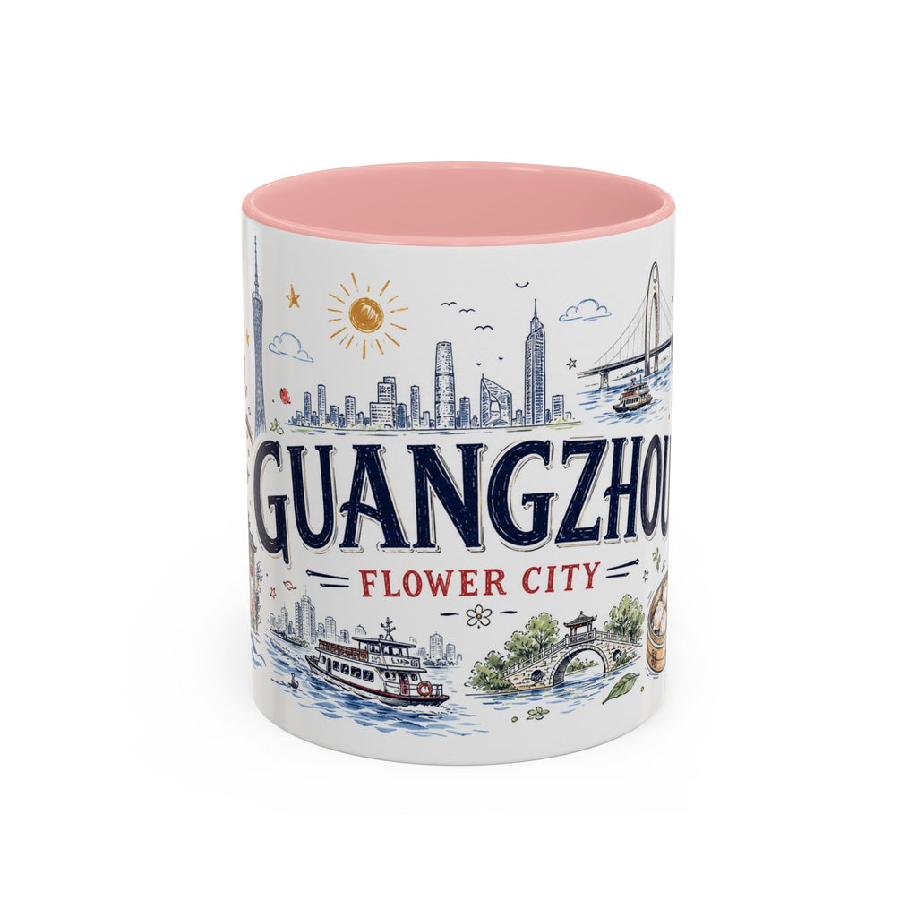 Guangzhou Coffee Mug | China Souvenir Travel Gift | Accent Color Ceramic 11oz 15oz