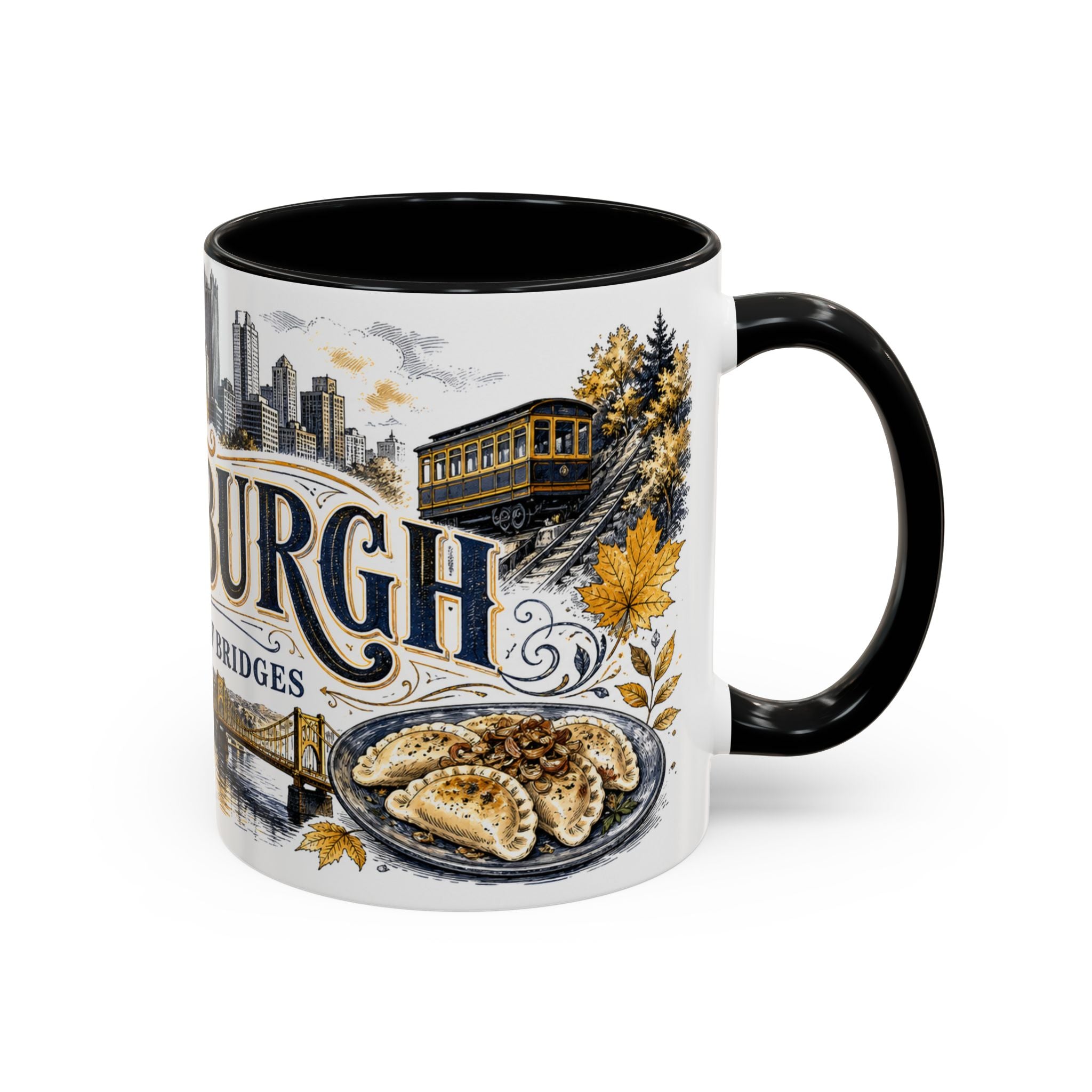 Pittsburgh Coffee Mug | United States Travel Souvenir | Vintage Illustrated City Gift | 11 oz 15 oz Accent Mug
