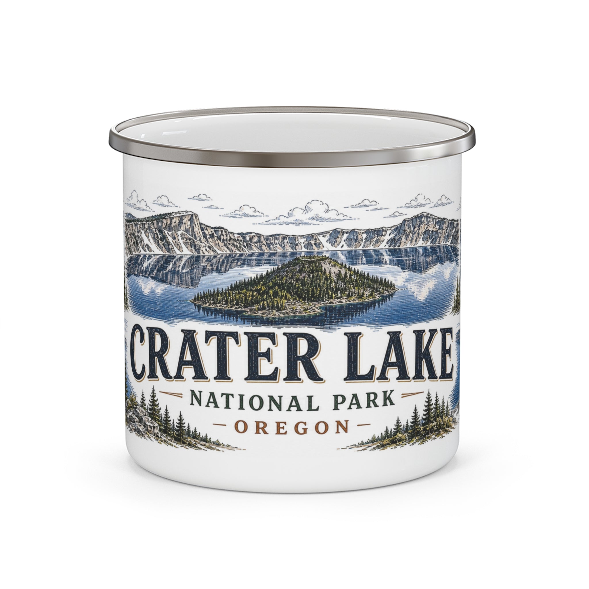 Crater Lake National Park Vintage Enamel Camping Mug | 12oz National Park Hiking Gift