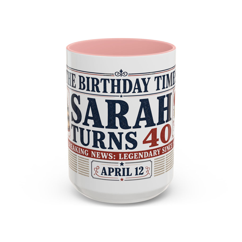 Birthday Newspaper Mug | Custom Name Age Date Gift | The Birthday Times Coffee Cup 11oz 15oz
