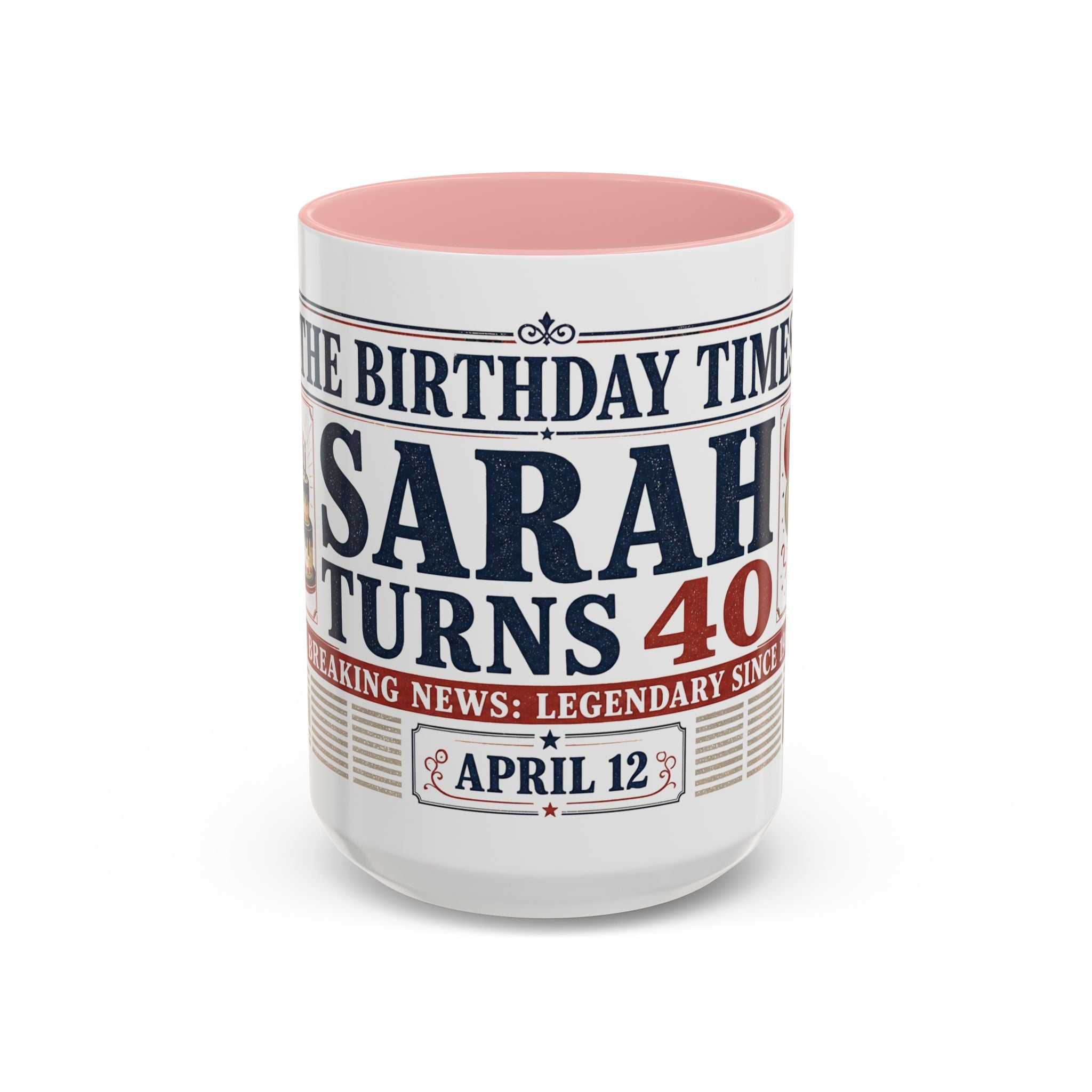 Birthday Newspaper Mug | Custom Name Age Date Gift | The Birthday Times Coffee Cup 11oz 15oz