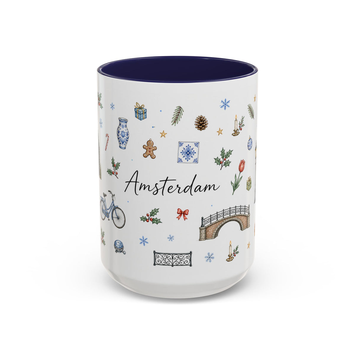 Amsterdam Christmas Watercolor Mug | Festive City Souvenir Coffee Cup