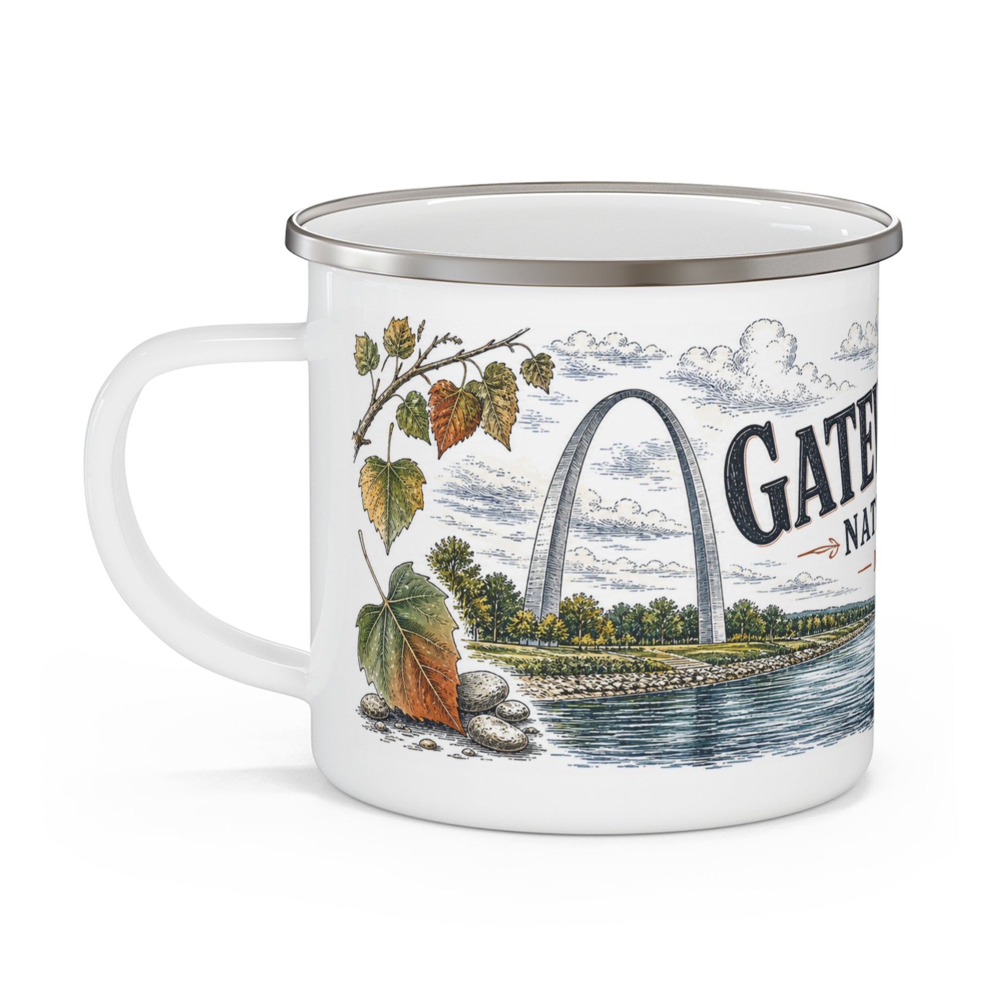 Gateway Arch National Park Vintage Enamel Camping Mug | 12oz National Park Hiking Gift