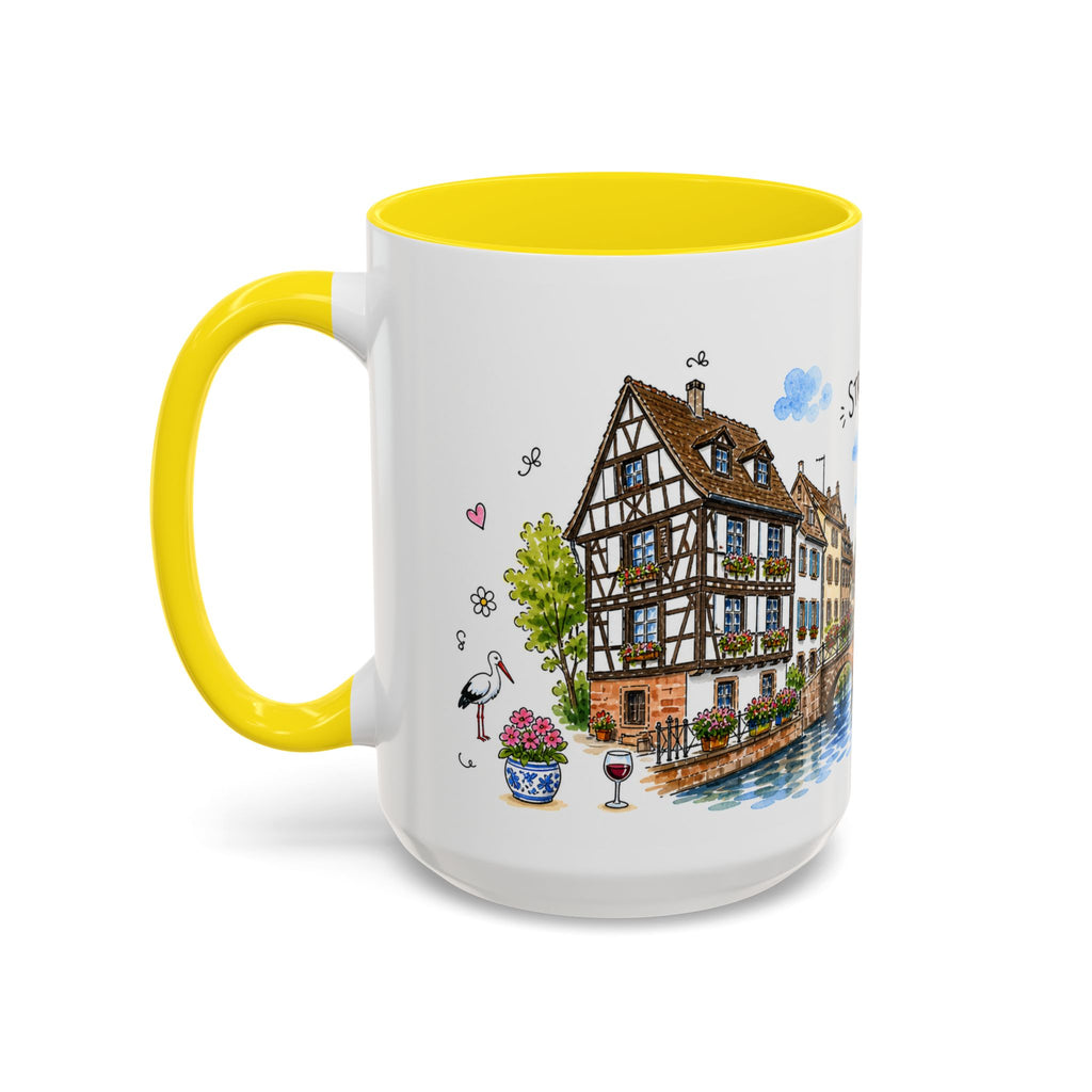 Strasbourg Illustrated Travel Mug | France Souvenir Accent Coffee Mug | 11oz 15oz Ceramic Cup