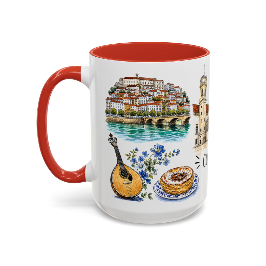 Coimbra Illustrated Travel Mug | City Souvenir Accent Coffee Mug | 11oz 15oz Ceramic Cup