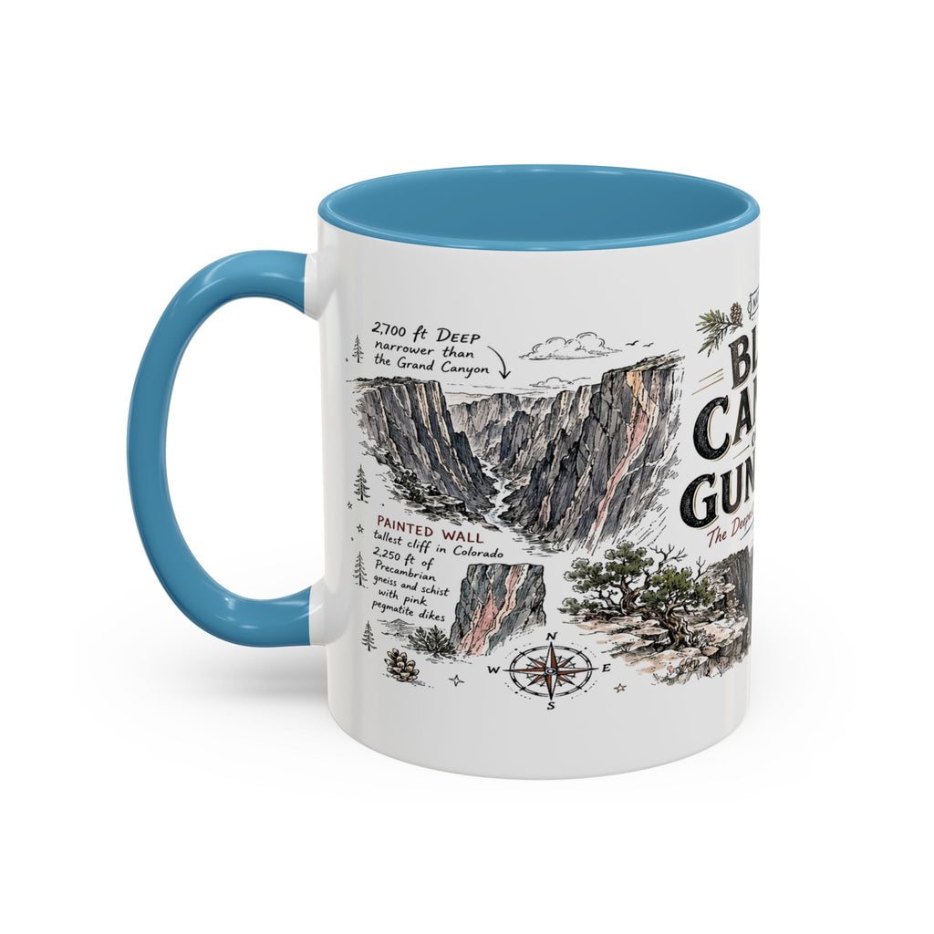 Black Canyon of the Gunnison National Park Coffee Mug | Colorado Deep Canyon Hiking Gift | Accent Color Ceramic 11oz 15oz