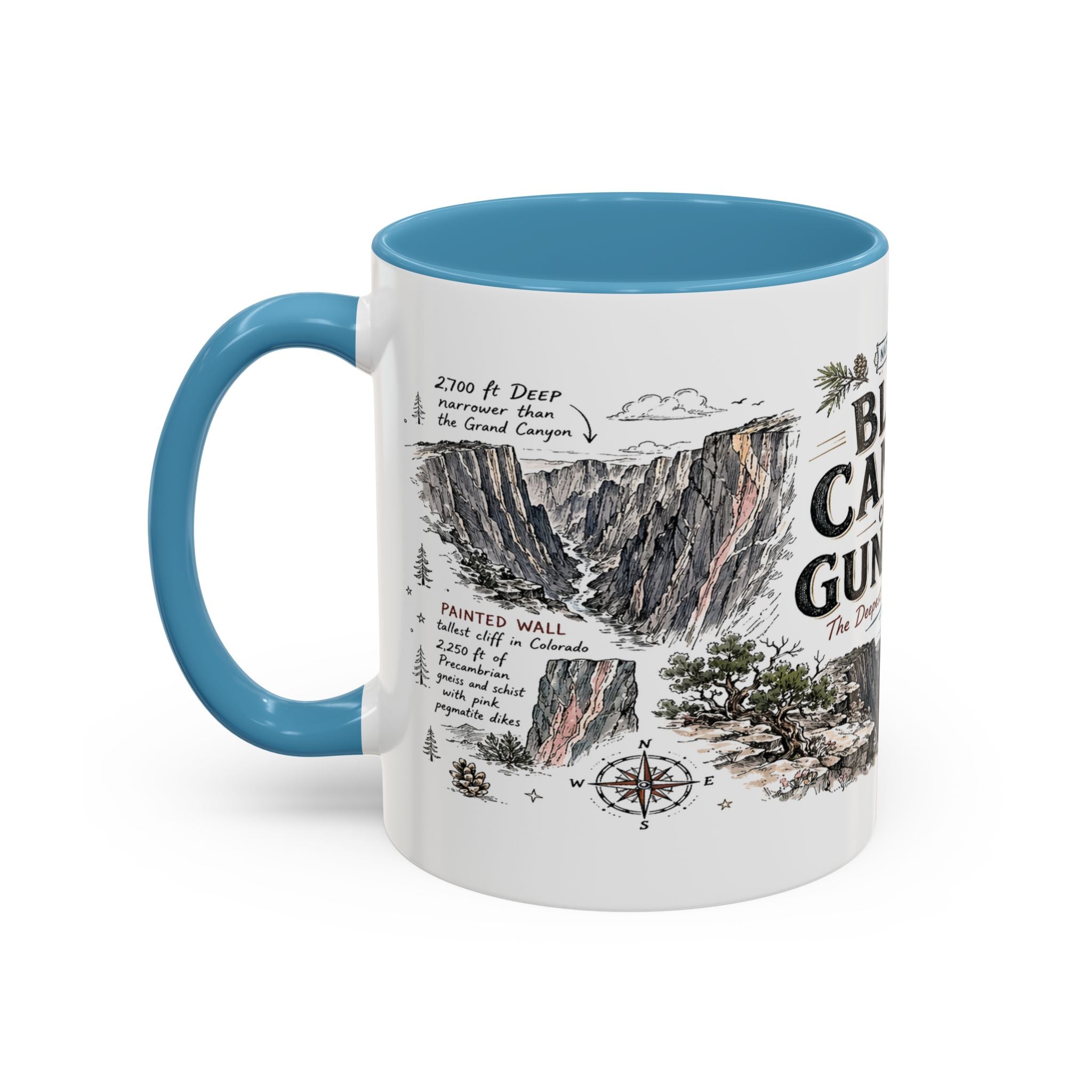 Black Canyon of the Gunnison National Park Coffee Mug | Colorado Deep Canyon Hiking Gift | Accent Color Ceramic 11oz 15oz
