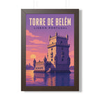 Belém Tower Lisbon Portugal Framed Poster | Vintage Travel Wall Art | Black Walnut White Frame | 16x24 20x30