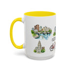 Columbus Illustrated Travel Mug | City Souvenir Accent Coffee Mug | 11oz 15oz Ceramic Cup