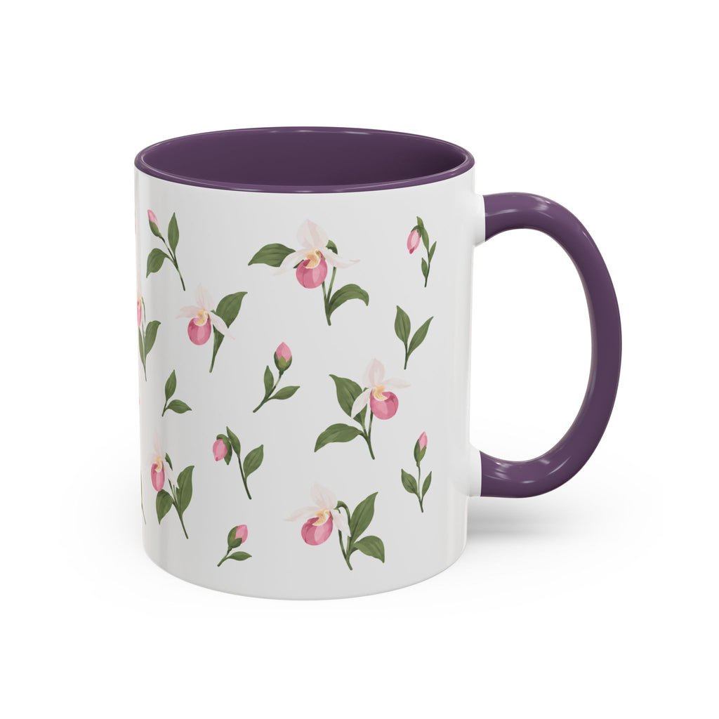 Minnesota Pink and White Lady Slipper Mug, State Flower Floral Coffee Cup, 11oz Botanical Gift