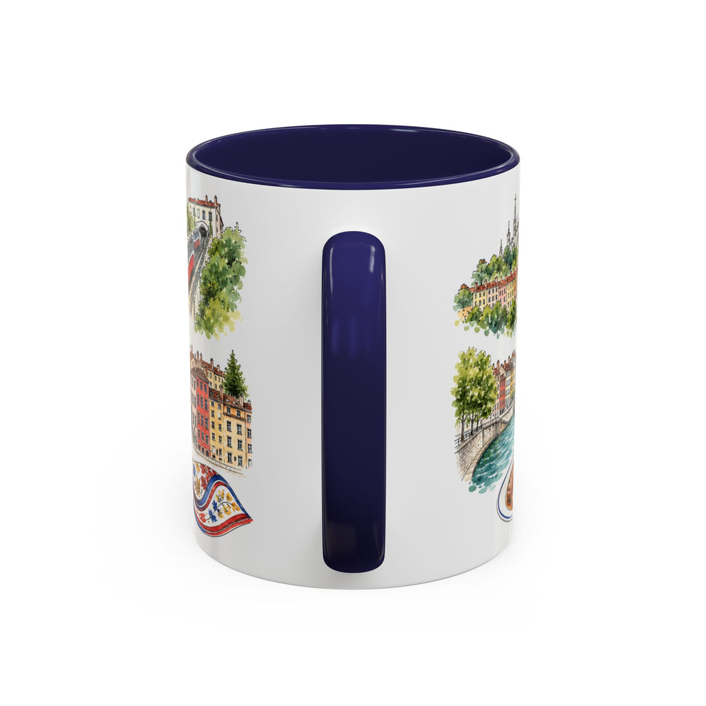 Lyon Illustrated Travel Mug | City Souvenir Accent Coffee Mug | 11oz 15oz Ceramic Cup