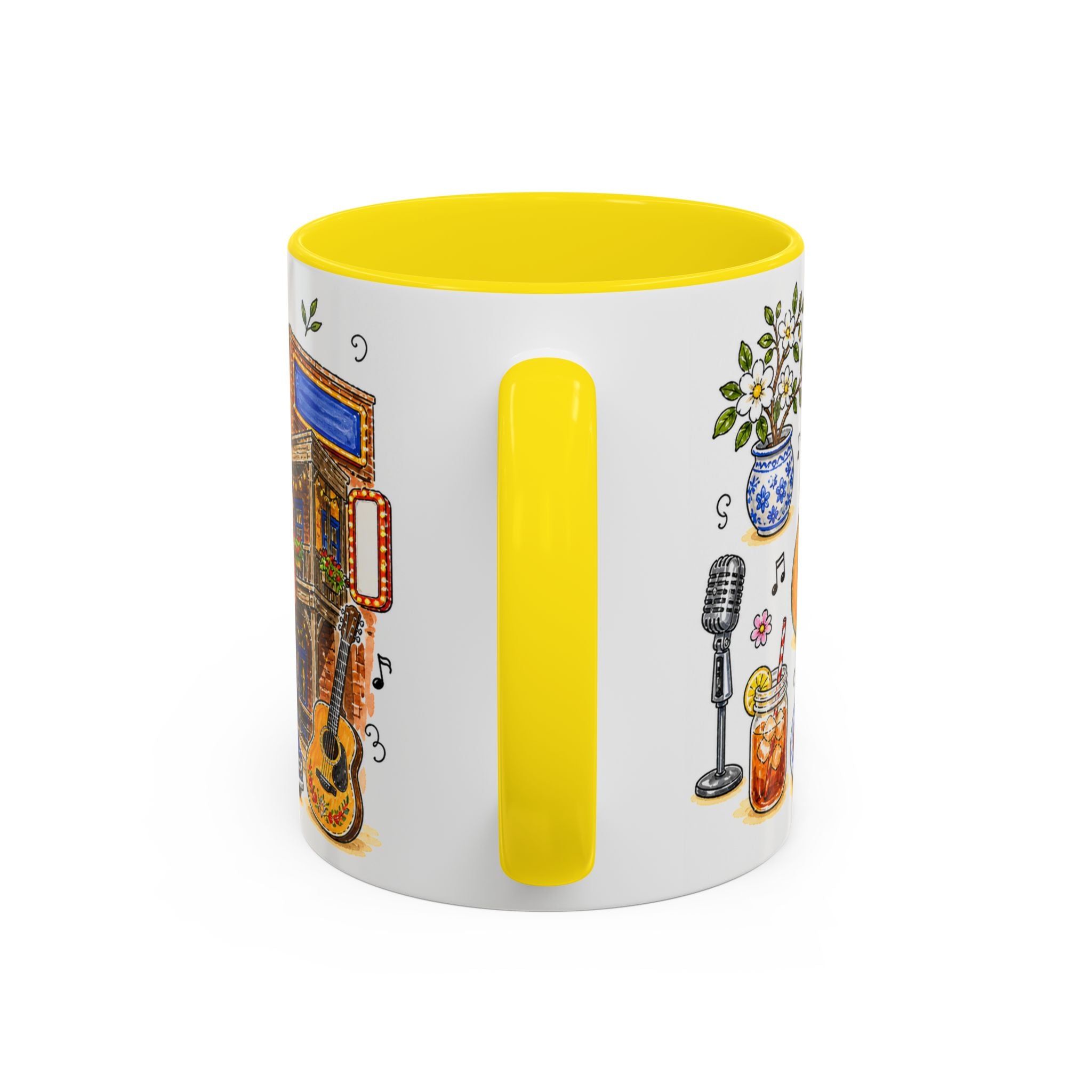 Nashville Illustrated Travel Mug | City Souvenir Accent Coffee Mug | 11oz 15oz Ceramic Cup