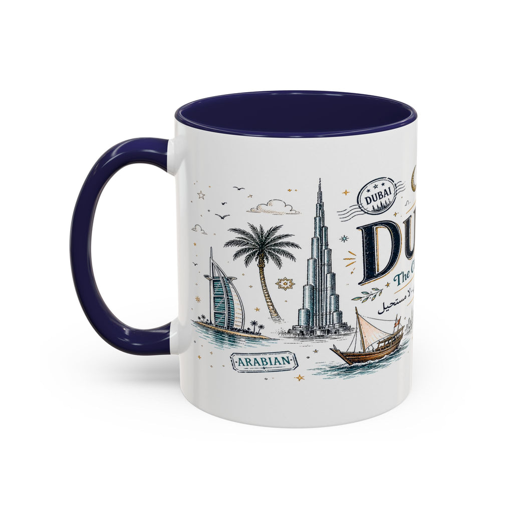 Dubai Coffee Mug | UAE Souvenir Travel Gift | Accent Color Ceramic 11oz 15oz