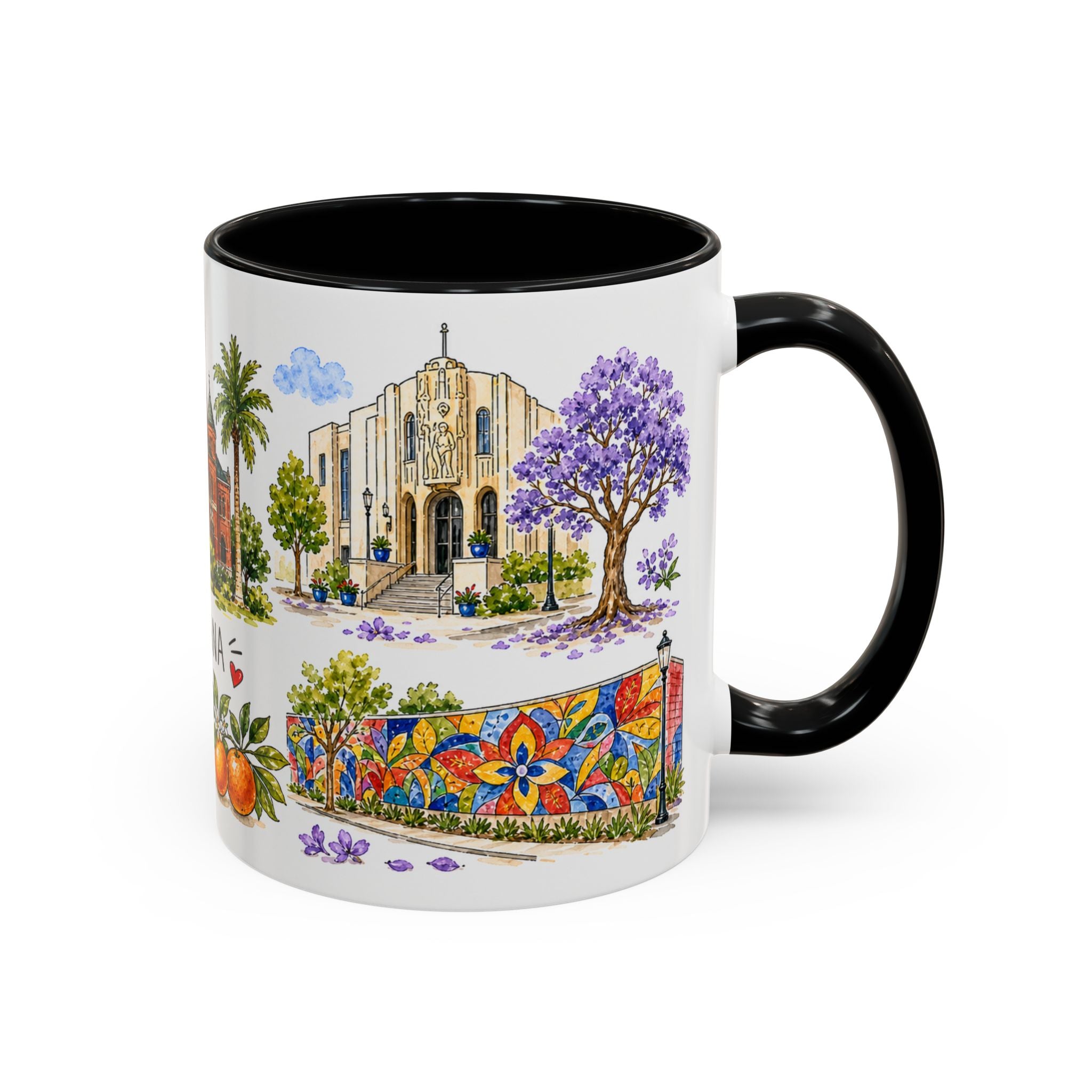 Santa Ana Illustrated Travel Mug | City Souvenir Accent Coffee Mug | 11oz 15oz Ceramic Cup