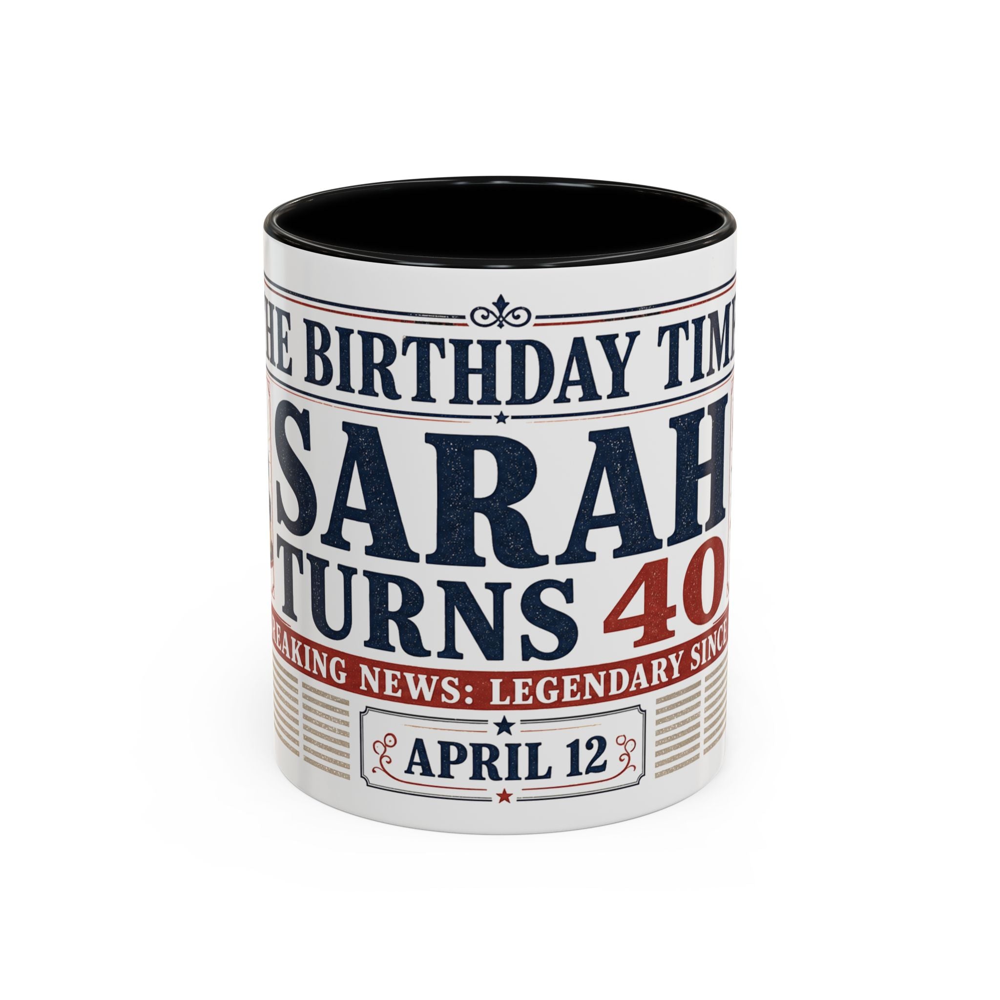 Birthday Newspaper Mug | Custom Name Age Date Gift | The Birthday Times Coffee Cup 11oz 15oz