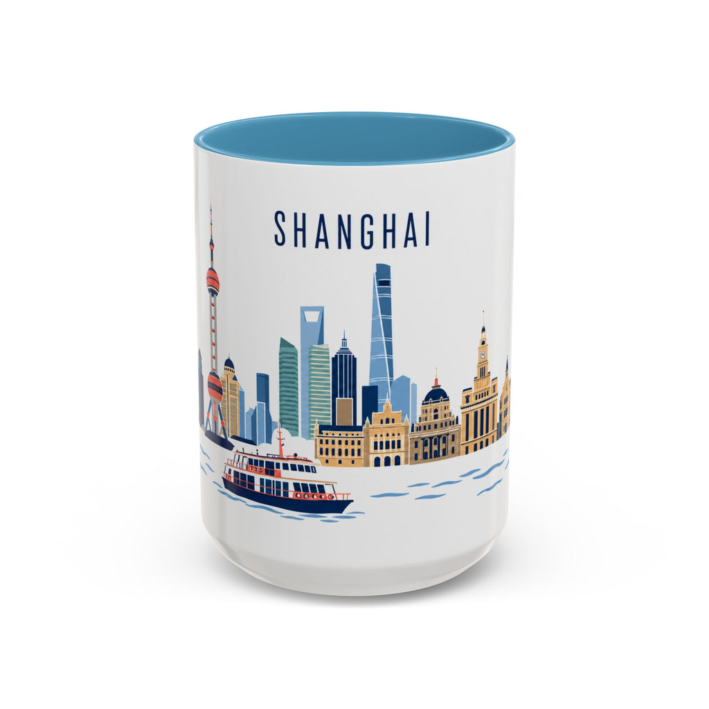 Shanghai Coffee Mug | China Travel Souvenir | Porcelain Decal City Gift | 11oz 15oz Accent Mug