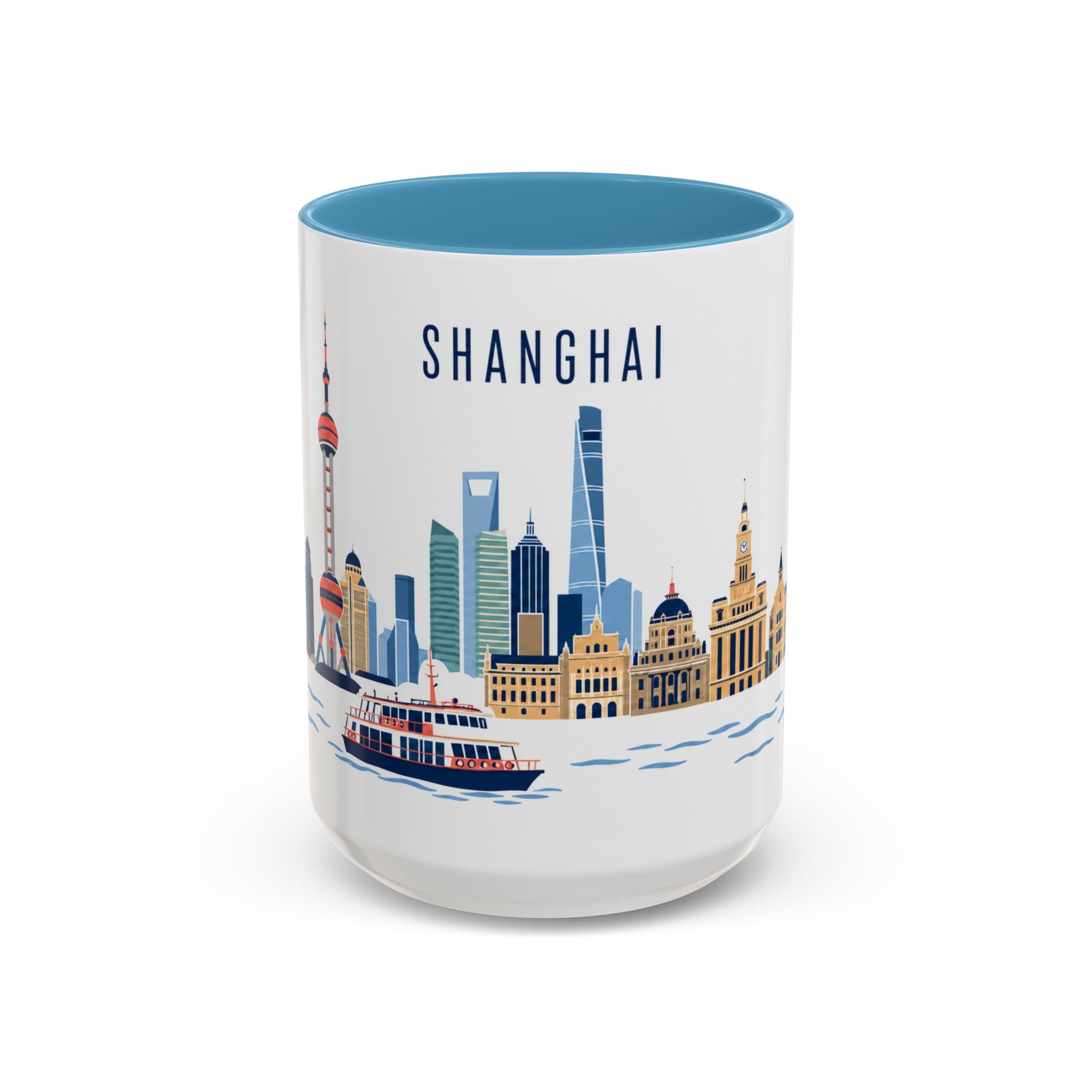 Shanghai Coffee Mug | China Travel Souvenir | Porcelain Decal City Gift | 11oz 15oz Accent Mug