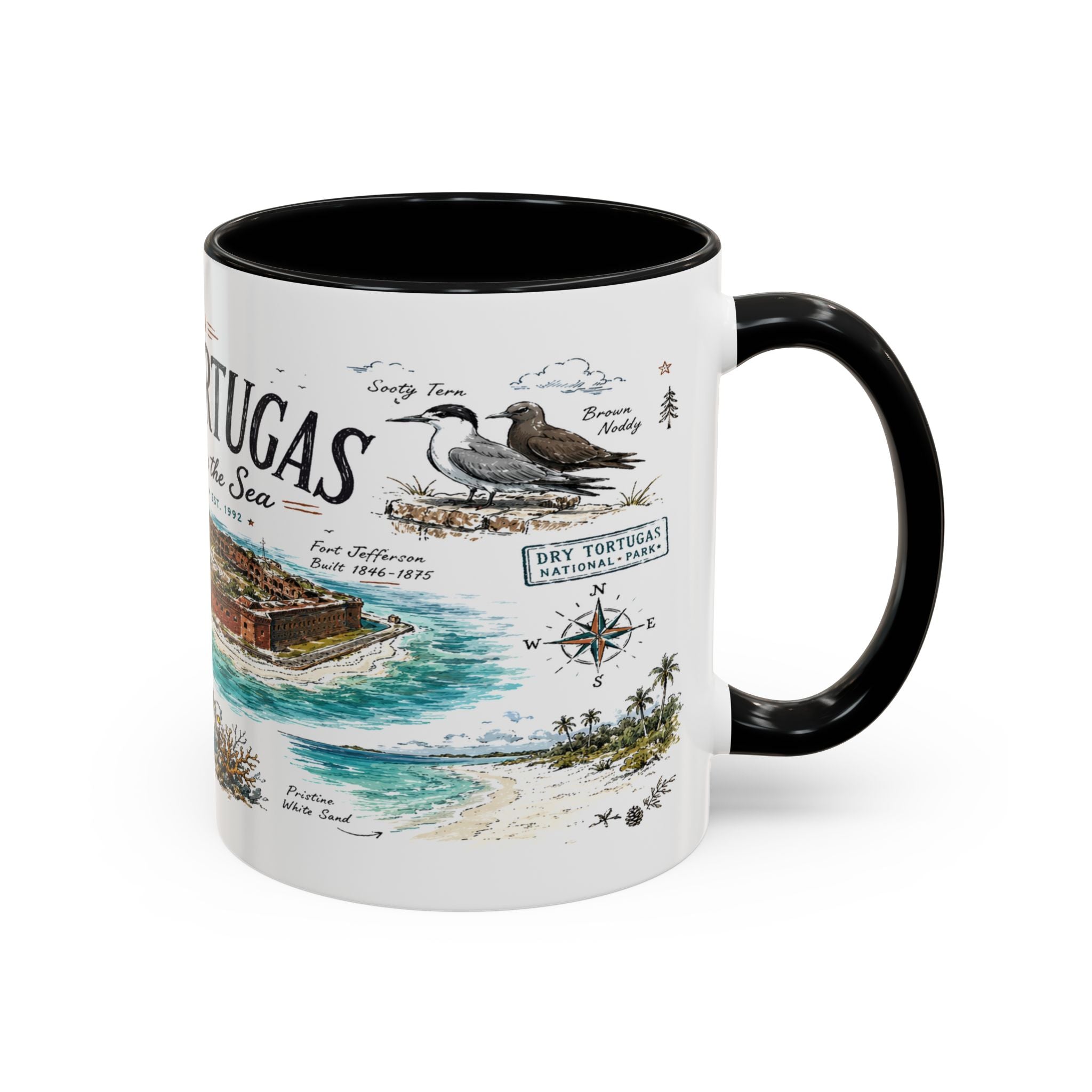 Dry Tortugas National Park Coffee Mug | Florida Island Fort Snorkeling Gift | Accent Color Ceramic 11oz 15oz